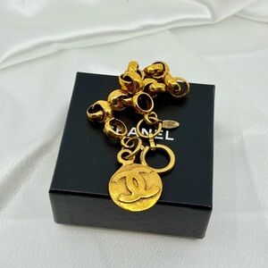 Chanel Vintage Gold CC Logo Chain Link Charm Bracelet